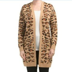 Splendid Long-Sleeved Open Front Leopard Cardigan